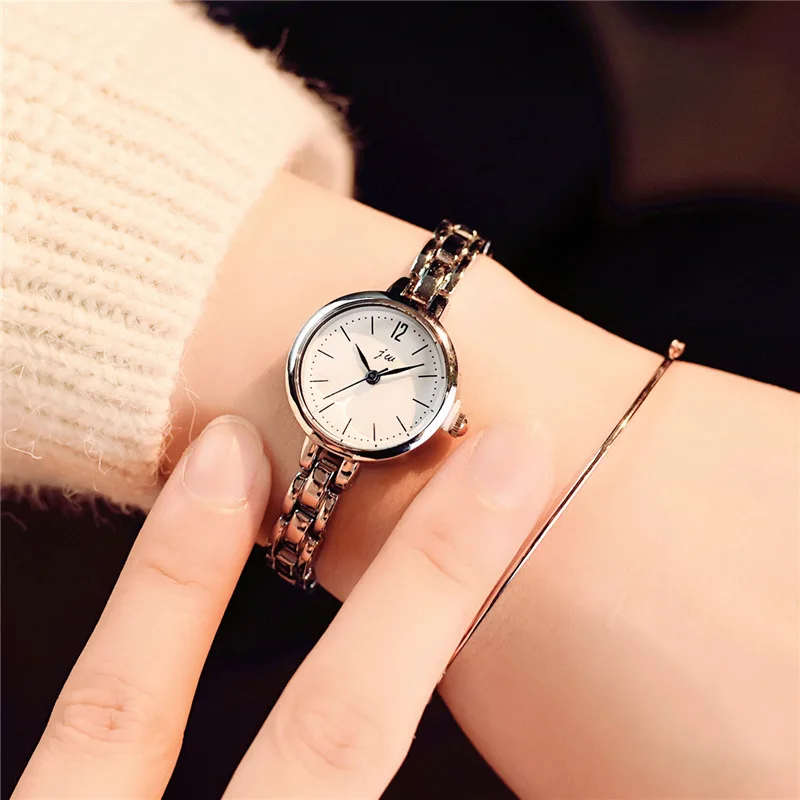 Montre de luxe en acier inoxydable pour femmes, Bracelet en or, décontracté, Simple, petite horloge