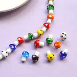 10pcs 10x13mm 12x18mm Mushroom Shape Lampwork Glass Loose Beads for DIY Crafts Jewelry Making Findings Handmade Jewelry Beads