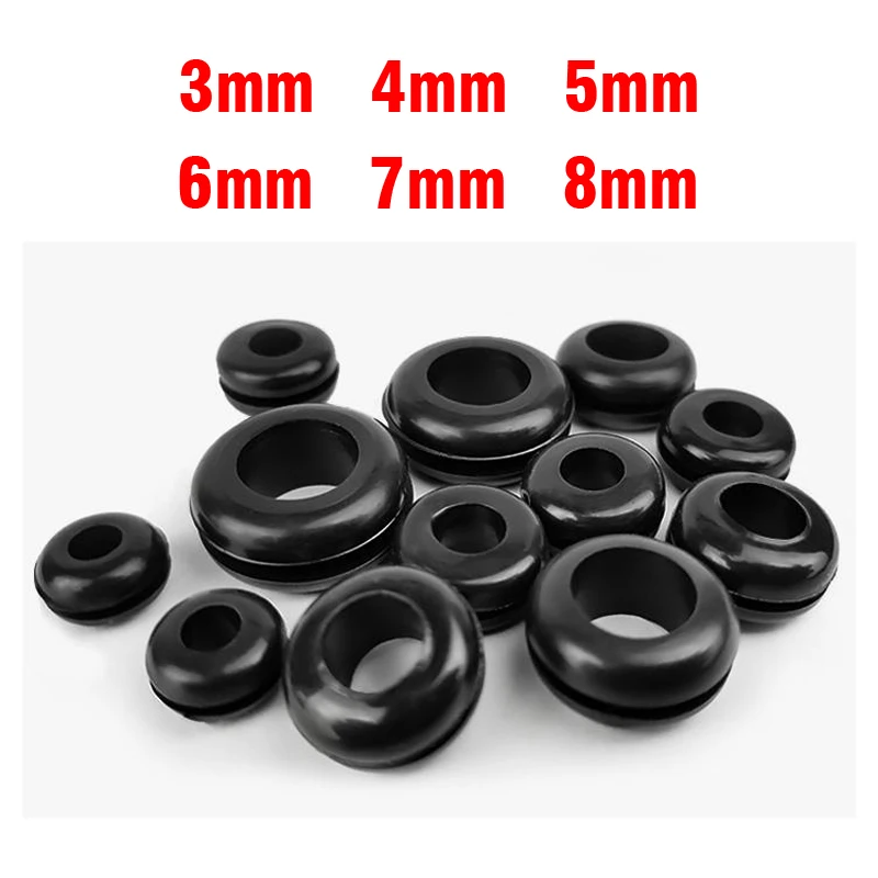 10-100PCS 3/4/5/6/7/8/10/12/14/16/18/20/25mm Inner Diameter Cable Wiring Rubber Grommets Gasket Ring Wire Protective Loop