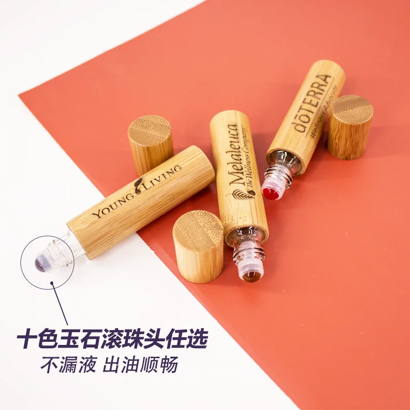 5ml 10ml 15ml  Essential Oils Steel Roller Ball Bamboo Bottle Lip Oil Bottles Empty Refillable Roll On Ball Perfume Container