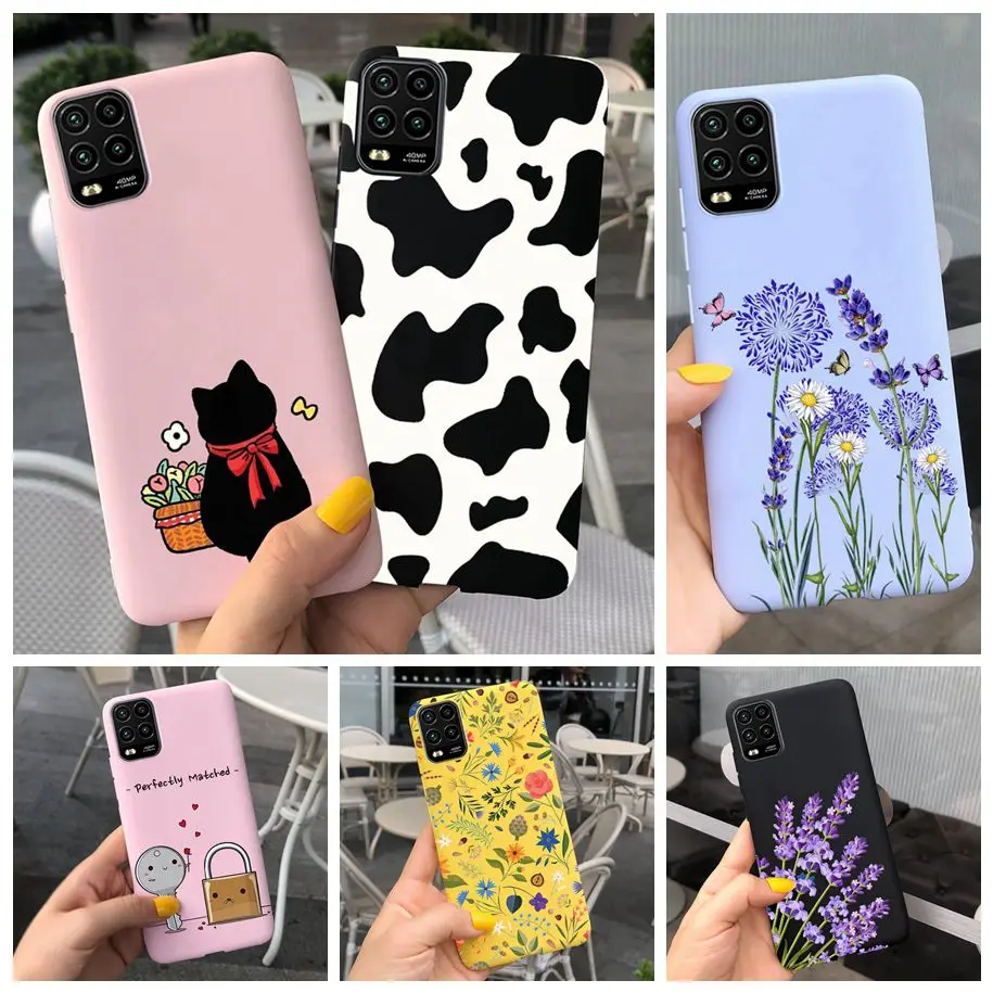 For Xiaomi Mi 10 Lite 5G Case Cute Cartoon Cow Soft-Touch Silicone Bag Back Cover For Xiomi Mi 10 Lite 5G Protector Bumper Funda