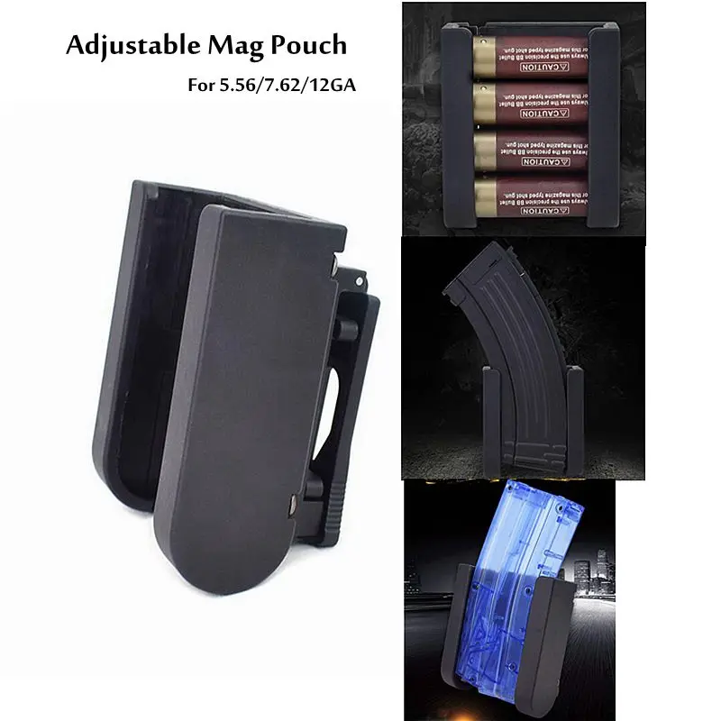 Adjustable Mag Pouch for 5.56 7.62 12GA Retractable Magazine Pouch Case Quick Draw Rifle MagBullet Clip Airsoft Hunting Gear