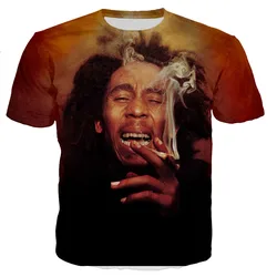 Bob Marley 3D Printed T-shirt Men Women Summer Fashion Casual T-shirt Rapper Bob Marley Streetwear Hip Hop Oversized T-shirts