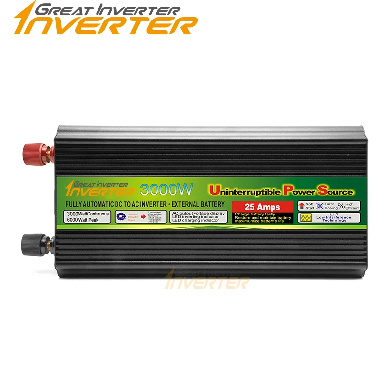 Office, Home use 12VDC 24VDC with charging inverter 110VAC 220VAC 3000W high power UPS Inverter, charging integrated machine