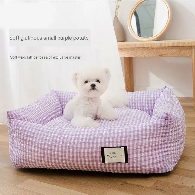 

New dog kennel han edition grid small and medium-sized dog four seasons general party nest cat sleep pet litter Korean nest