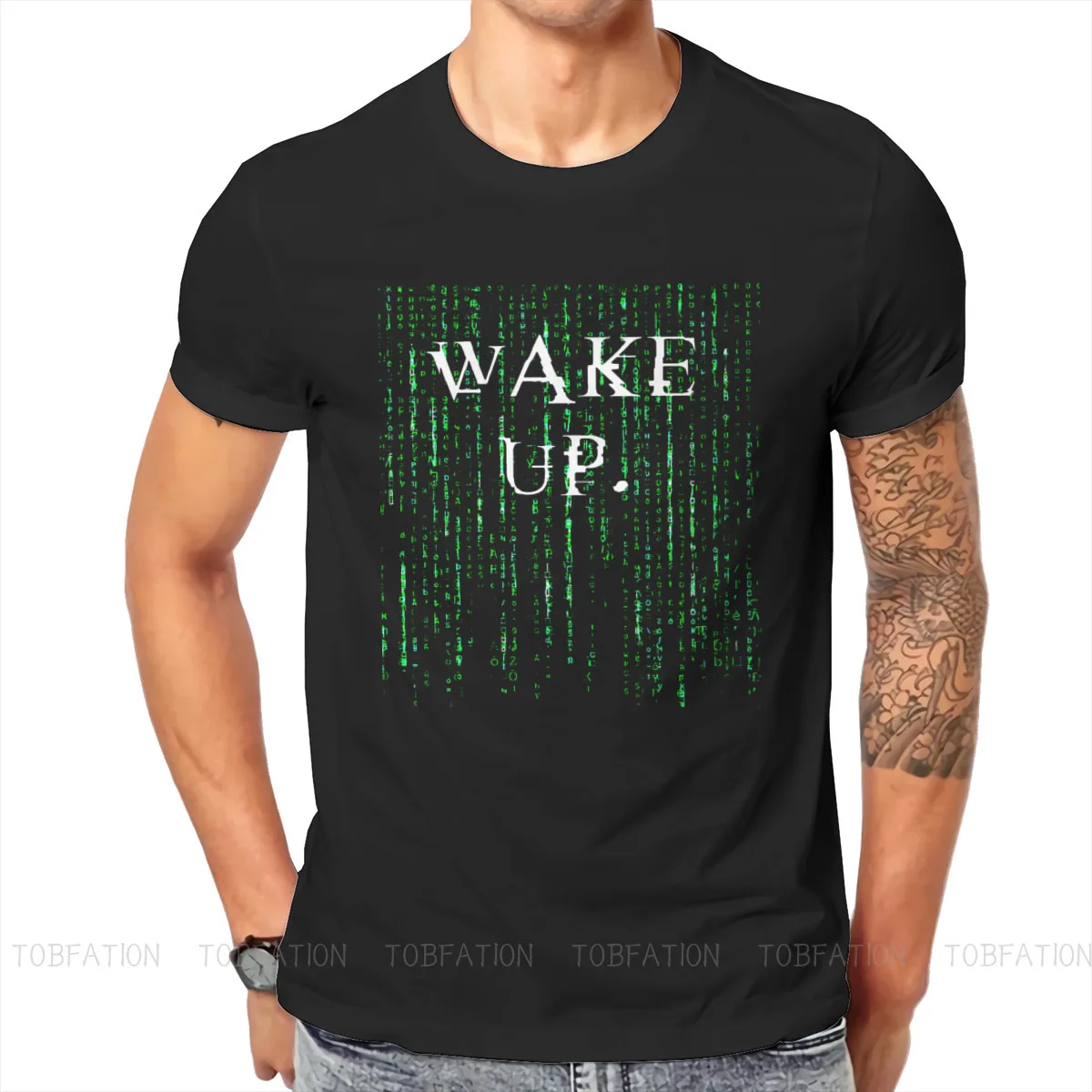 Wake Up Neo Unique TShirt The Matrix Neo Anderson Morpheus Film Top Quality Creative Gift Clothes  T Shirt Short Sleeve Ofertas