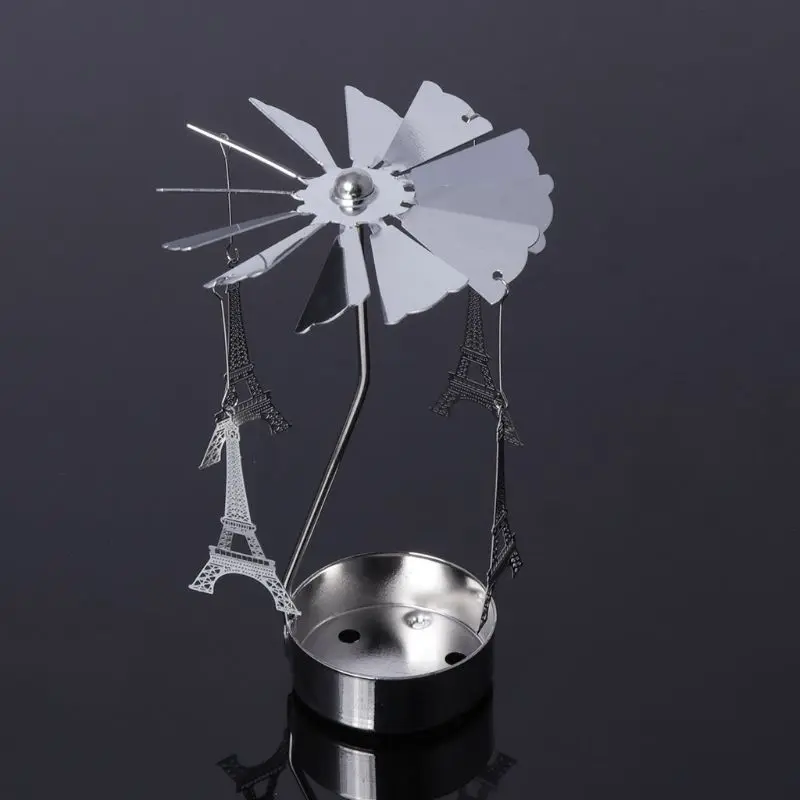 Fairy Tale Rotary Spinning Tealight Candle Metal Tea Light Holder Carousel Romantic Rotation Candlestick Home Decor Art Gift