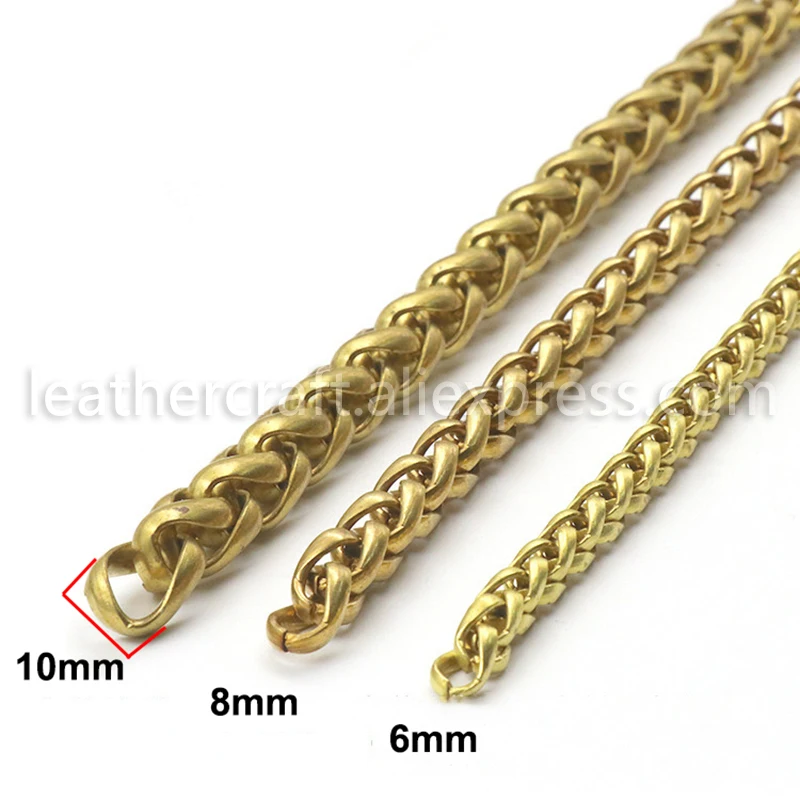 1 Meter Solid Brass Open Curb Link Chain Necklace Wheat Chain 6/8/10mm None-polished Bags Straps Parts DIY Accessories DM194