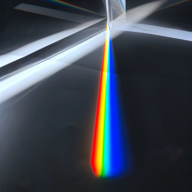 Crystal Prism with Gift Box 30X30X150mm Rainbow Prisma Triangle Student Experiment Light Spectrum Test