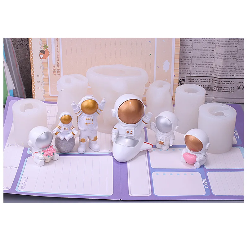 6 Astronaut Series Candle Epoxy Silicone Mold for DIY Handmade Aromatherapy Candle Ornaments Handicrafts Pastry Cake Decorating