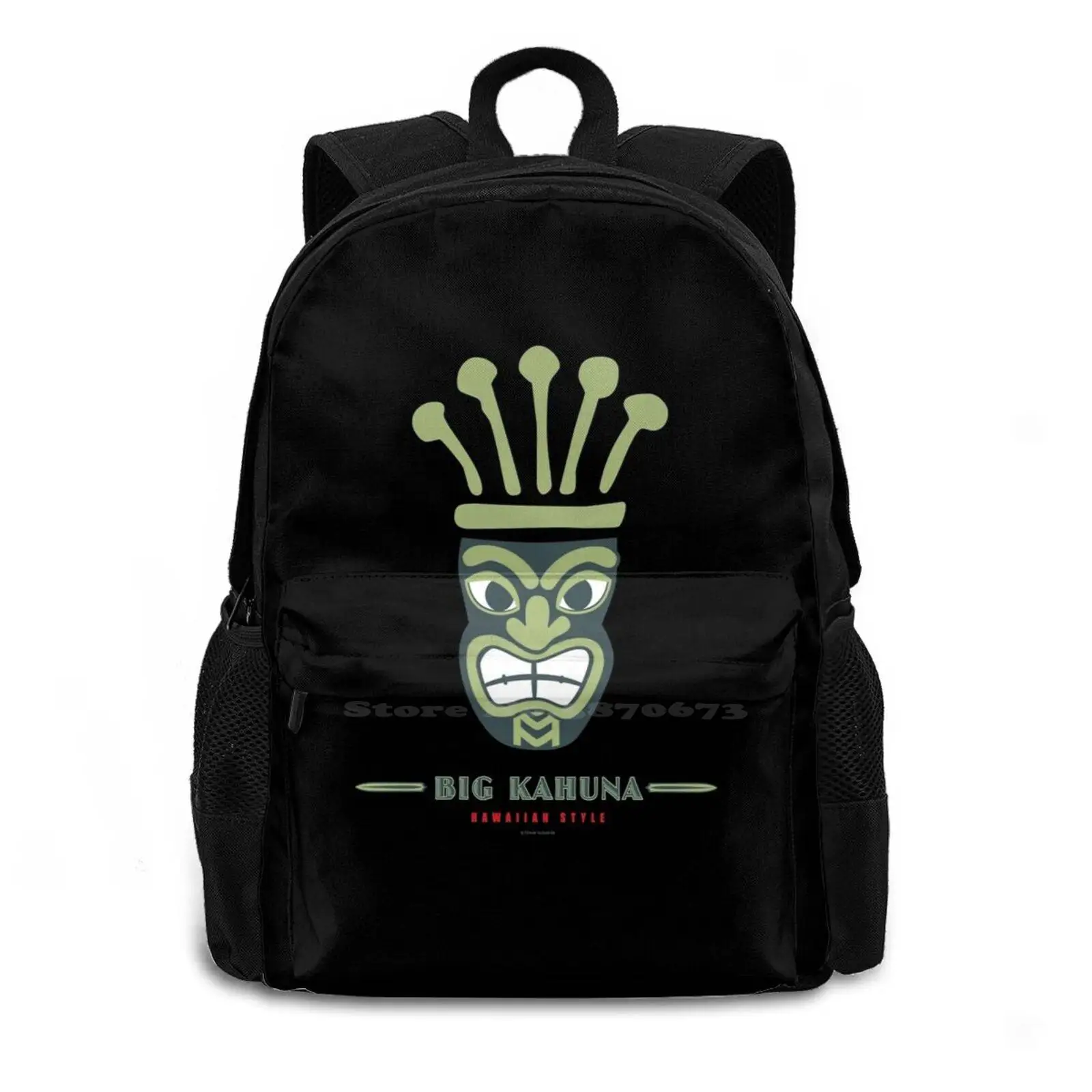 Big Kahuna Hawaiian Style Tiki Teen College Student Backpack Pattern Design Bags Big Kahuna Style Bahama Oahu Relax Chill