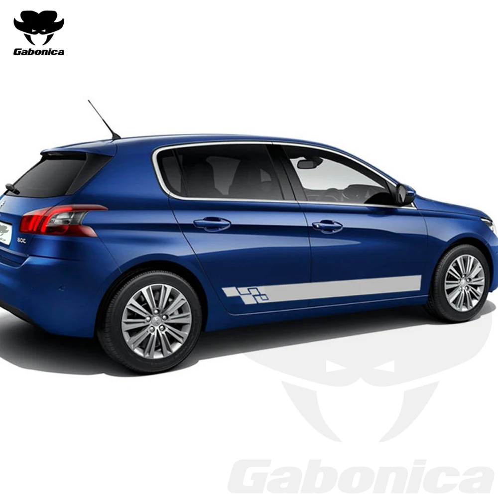 New Car Styling Door Side Skirt Stickers Body Long Stripes Decor KK Film Decals For Peugeot 308 CC GTI SW Auto Car Accessories