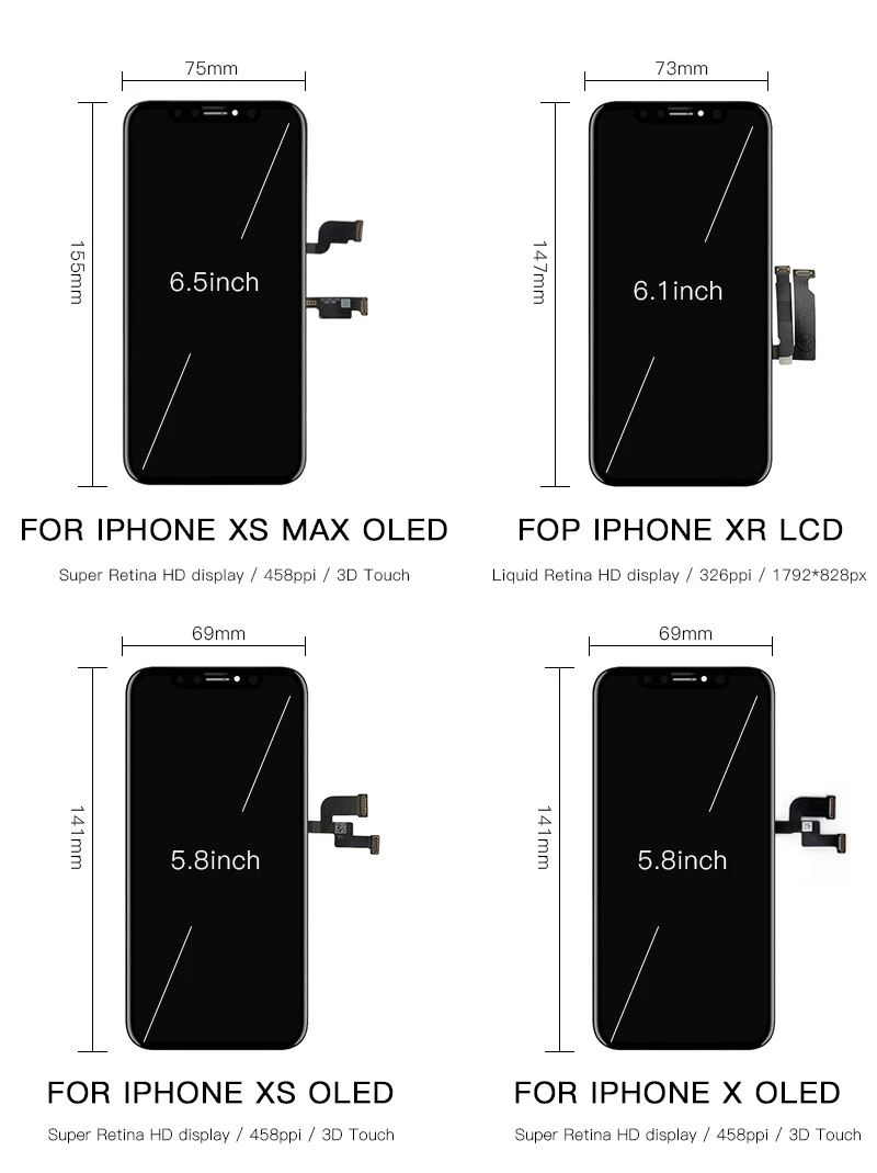 AAA+++ LCD For iPhone X XR XS 11 12 13 14 Pro Max Incell Display With Touch Assembly For iPhone 6 6S 7 8 Plus Screen Replacement