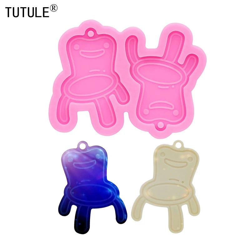 Pendiente de silla de rana brillante, molde de silicona, llavero, artesanía de resina, colgantes decorativos, molde de arcilla polimérica de resina epoxi Kawaii