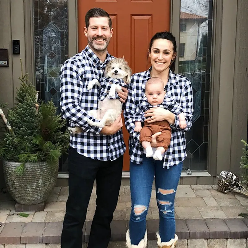 Mother Daughter Baby Clothes Family Matching Outfits Father Son T Shirt Plaid Shirt Mum Mama and Daughter Girl Red Sweatshirt