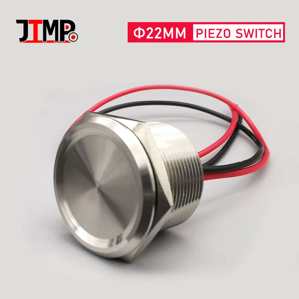 200MA 24VDC 22mm metalowy przełącznik piezoelektryczny płaska głowica ze stali nierdzewnej chwilowy dotykowy przycisk