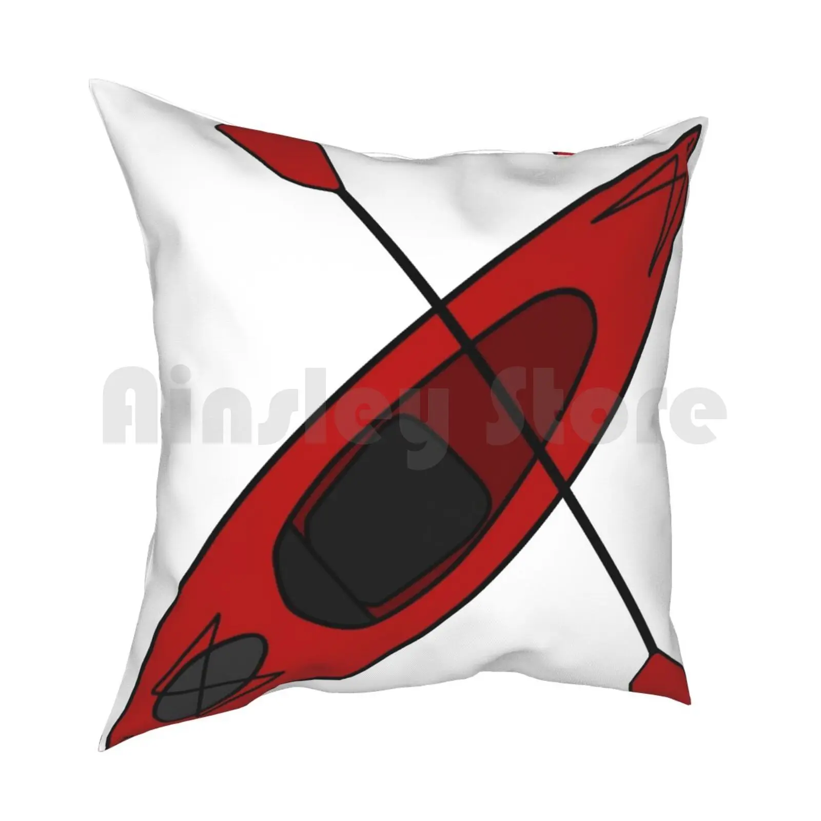 Red Kayak Pillow Case Printed Home Soft DIY Pillow cover Kayak Red Paddle Lake Life Water Sport