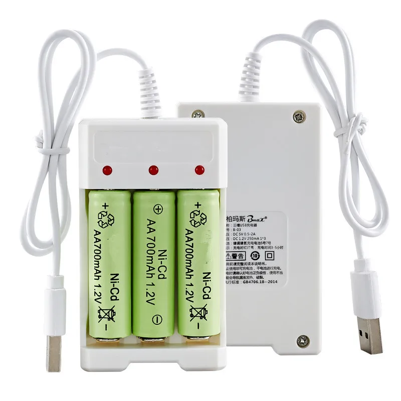 USB الناتج شاحن بطارية 3 فتحة محول ل AA / AAA بطارية قابلة للشحن شحن سريع بطارية شحن أدوات