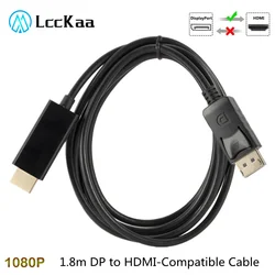 DisplayPort to HDMI-compatible Cable 1.8M 1080P Display Port DP to HDMI-compatible Cable for Connecting Laptop to Projectors