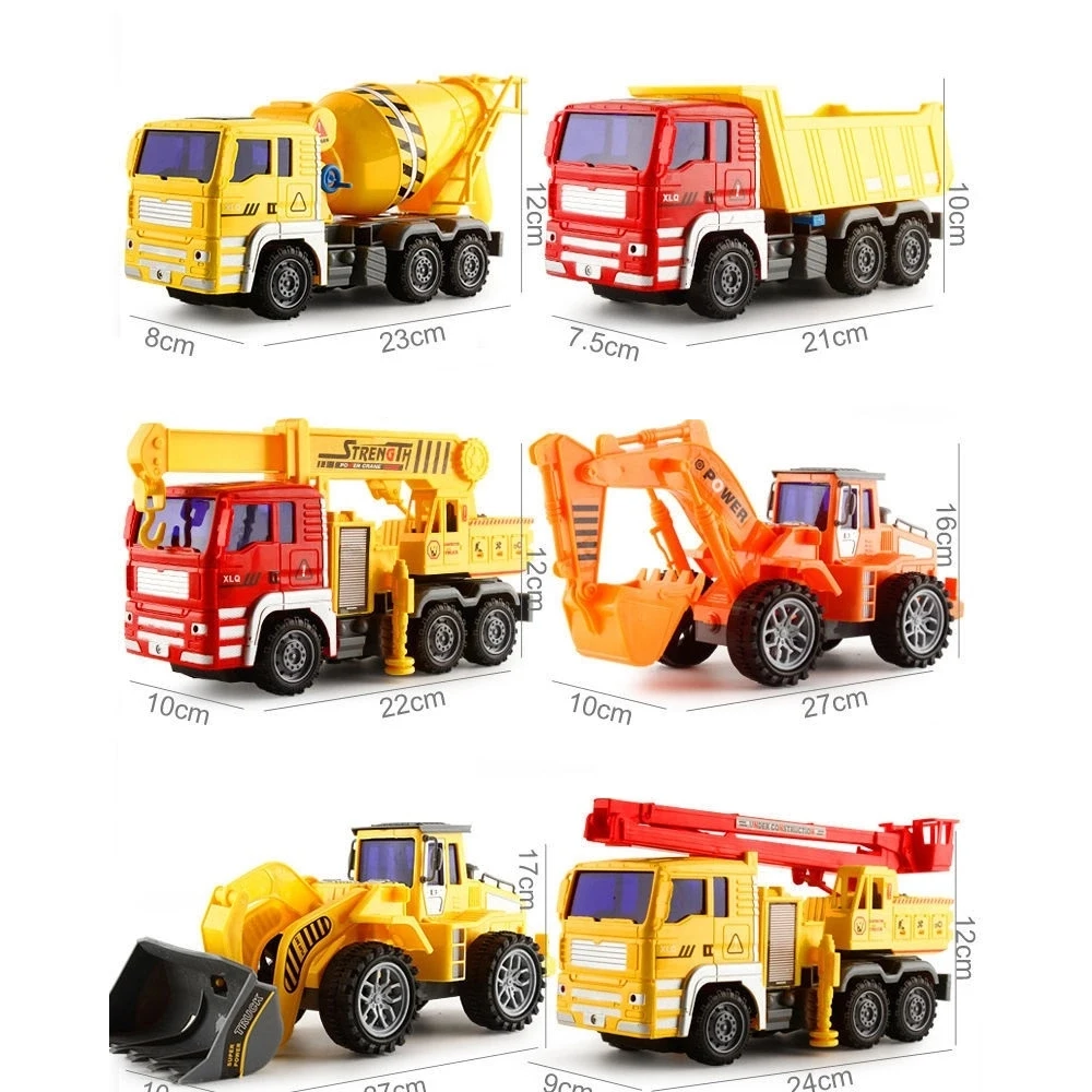 Large Construction Vehicle Toy Set City Builder Excavator Bulldozer Model Educational Toy Kids Boy Toys Birthday Gift Fire Truck