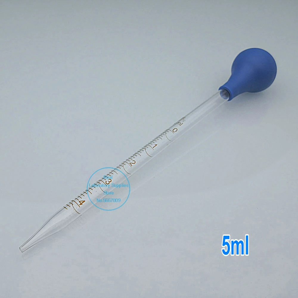 2pcs 4pcs Glass Graduated Pipette Dropper Vol. 0.5ml/1ml/2ml/3ml/5ml/10mlTransfer Pipette with Rubber head