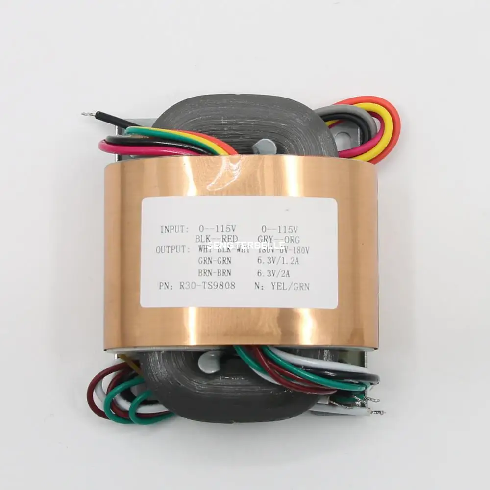 40W ( 40VA ) Audio R-Core Copper Transformer 180V-0-180V 0-6.3V 0-6.3V For Tube Preamplifier