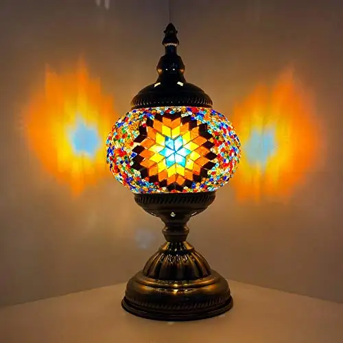 

LaModaHome Turkish Lamp Unique Vintage Stained Glass Moroccan Style Mosaic Table Light Room Decoration Art Decor Living Room lam