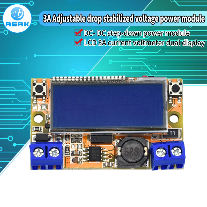 Dual Display DC-DC 5-23V To 0-16.5V 3A Max Step Down Power Supply Buck Converter Adjustable LCD Step-down Voltage Regulator