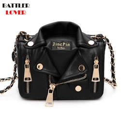 New European Brand Designer Chain Motorcycle Bags Women Clothing Shoulder Rivet Jacket Bags Messenger Bag Women Leather Handbags