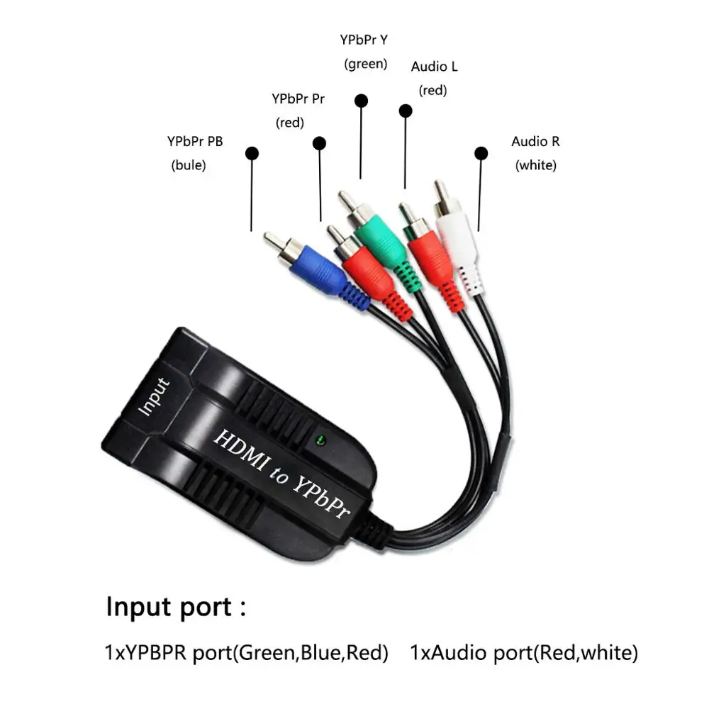 HDMI-compatible To SCALER YPbPr Converter 1080P Component Video YPbPr Male 5RCA RGB Converter Adapter with R/L Audio Output