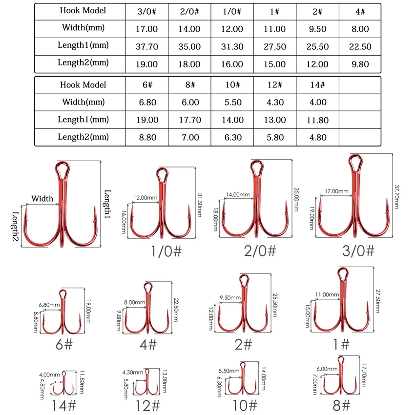 10pcs/ Box Treble Fishing Hooks Carbon Steel Barbed Fishhooks Set Round Folded Saltwater sea Fishing Tackle Accessories For Lure