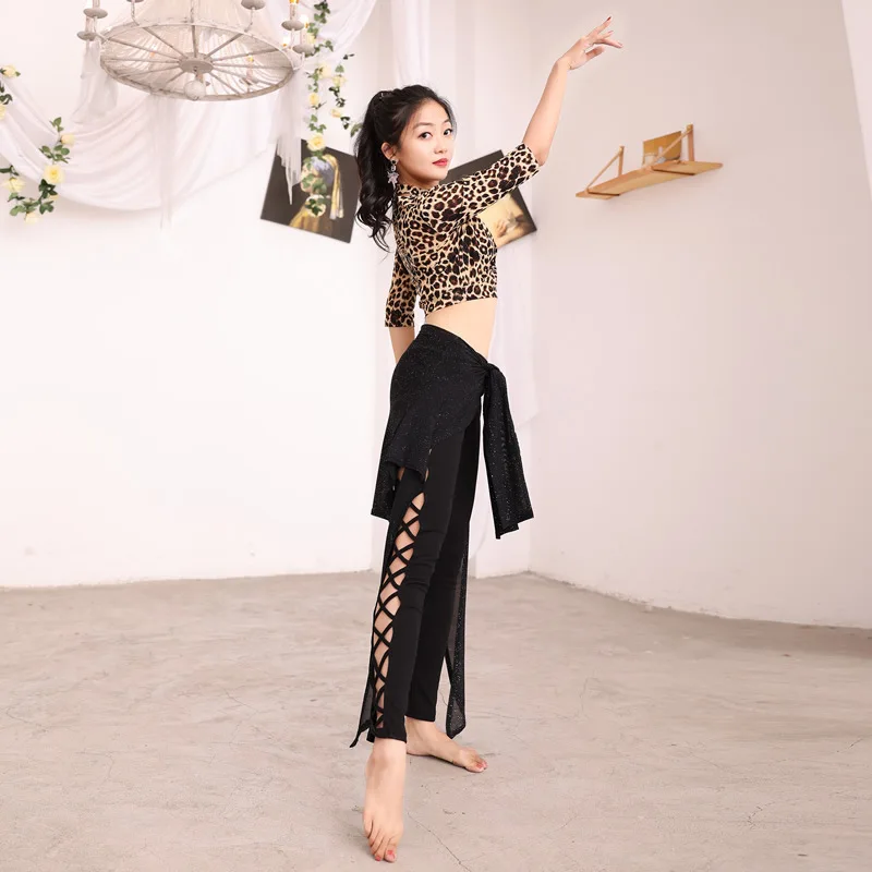 Leopard Print Leggings Belly Dance Pants Elastic High Waist Shaabi Trousers Training Thin Dance Accessories Yoga Tights