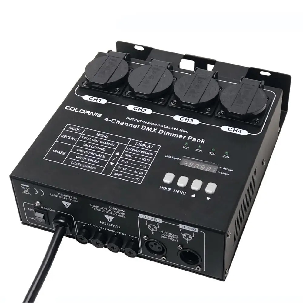 Imagem -05 - Dmx Dimmer Controlador Traseiro Pack Canais 1kw Switch Pack Auto Dmx 512 Dimming Mode For Stage Light Fixture