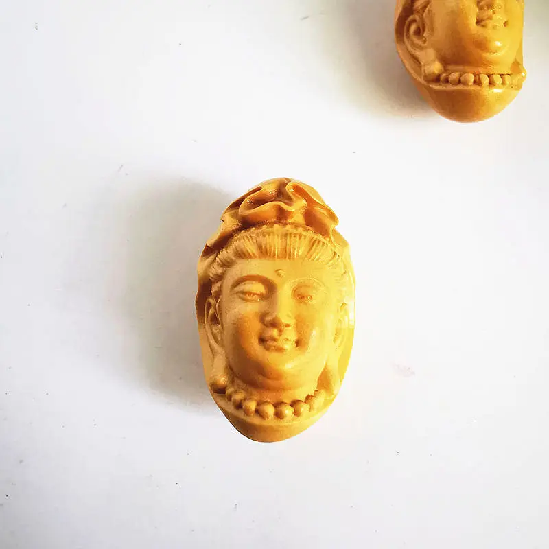 Natural Buxus Sinica Carved Buddha Guanyin Amulet Pendant Wooden KWAN-YIN for Lady Jewelry Accessories TBP138