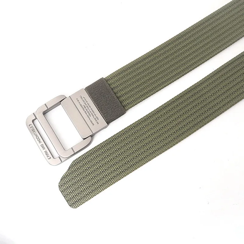 Anéis duplos Metal Slide Buckle Belt para homens, lona, malha, secagem rápida, cinta ao ar livre, cintos unissex Cinto, acessórios jeans, elegante