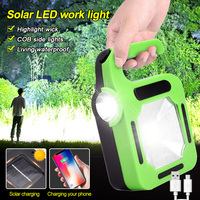 Solar Portable Tent Lamp LED Glare Flashlight USB Rechargeable COB Fishing Work Light Searchlight Camping Light Phone Charger