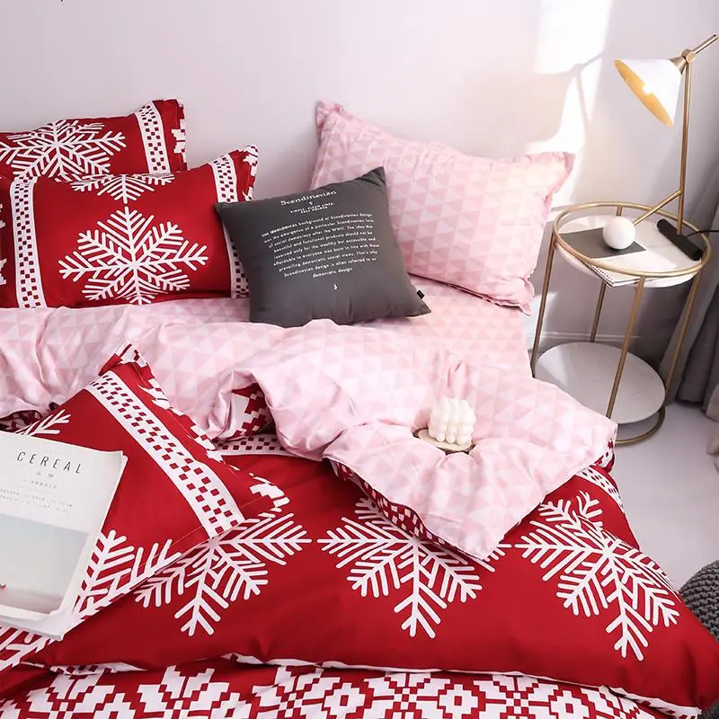 36 New Christmas Snowflakes Home bedding set 3/ 4pcs duvet cover set AB side bed linen flat sheet bedclothes adult Geometric