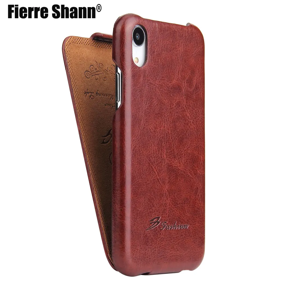 Fierre Shann Vertical Flip Leather Cover Case for Apple iPhone 16 Pro Max 15pro 14 13 Phone Protector Fundas Coque for iphone 11