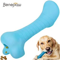 Benepaw Strong Food Dispensing Dog Bone Non-Toxic Interactive Treat Puppy Pet Toys Natural Rubber Squeaker Chewing Stick