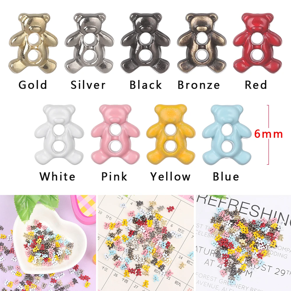 20PCS Cute Mini Decor Buttons Metal Buckles Bear Button DIY Doll Clothes Tiny Craft buttons Clothing Sewing Accessories
