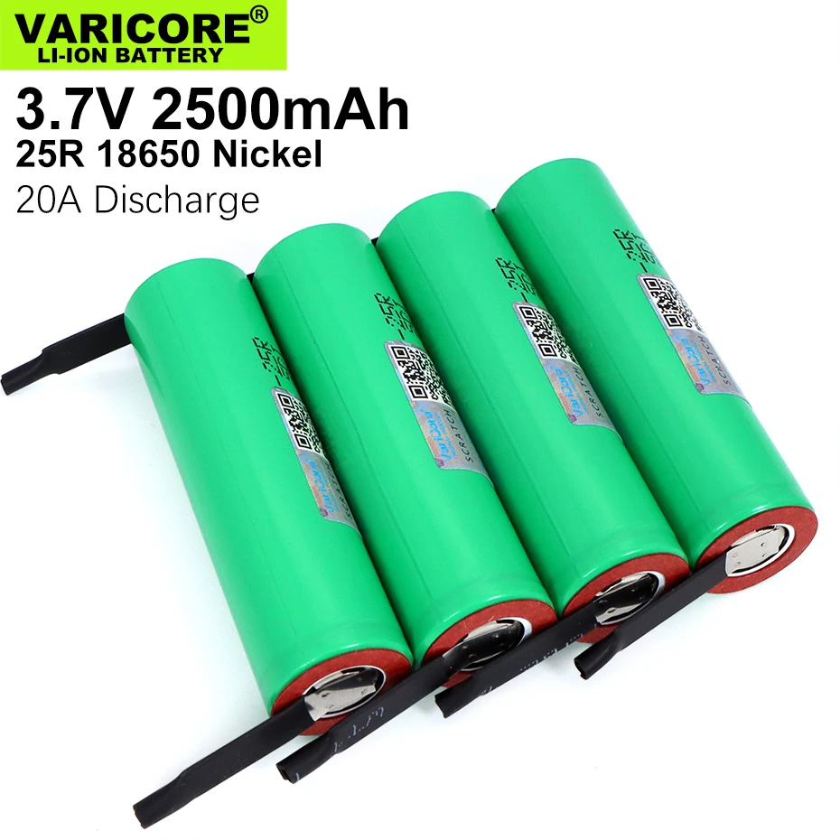 1-10PCS VariCore original 18650 2500mAh Battery INR1865025R 3.6 V Discharge 20A Dedicated Battery Power + DIY Nickel