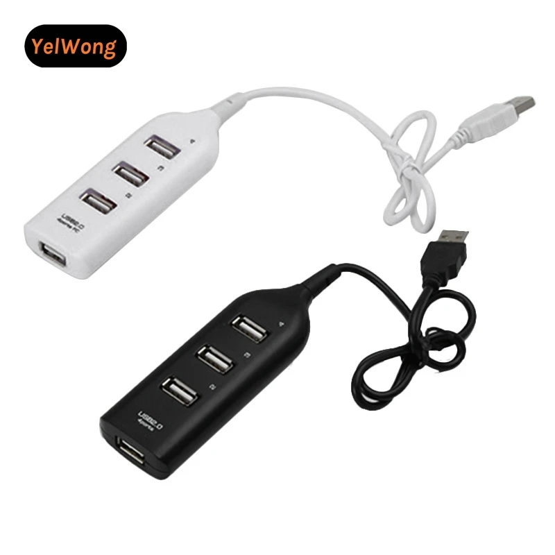 YelWong 4 Port s usb-хаб 2,0 Mini Multi USB Splitter 4 в 1, расширитель, несколько портов для ПК, ноутбука, компьютера, Windows, Mac