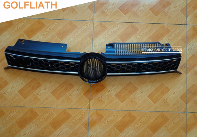 GOLFLIATH chrome stripe HoneyComb Front Grille meshed racing grill center grills For Volkswagen VW Golf MK6 & GTI & R20