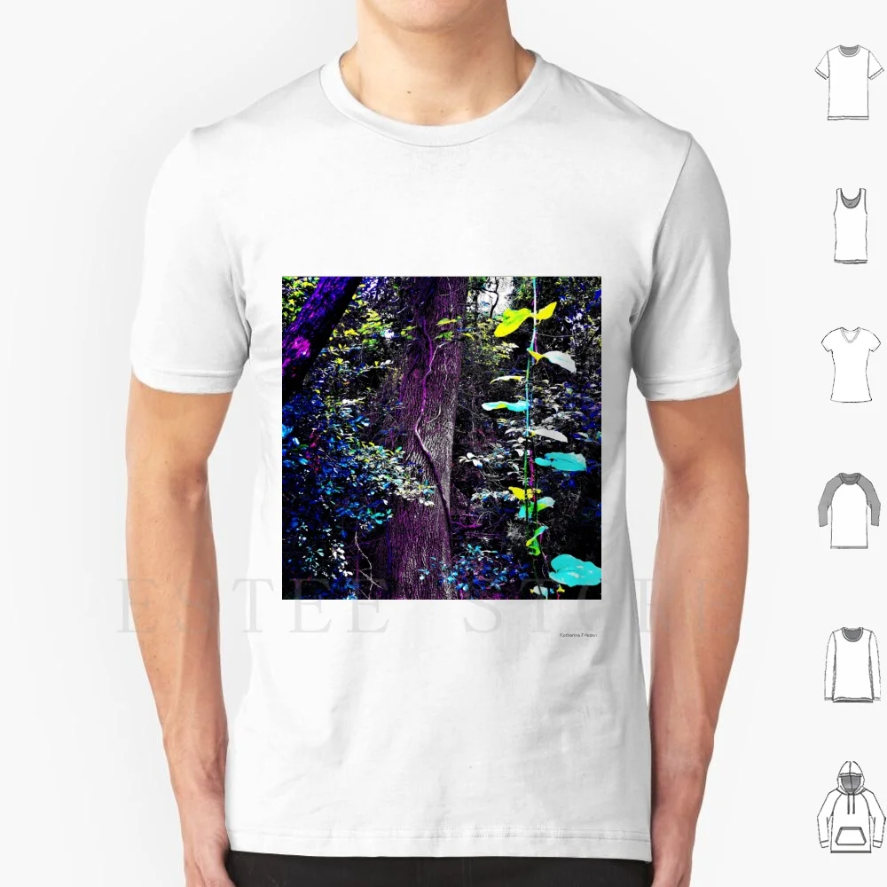 Forest T Shirt Cotton Men DIY Print Magical Neon Whimsical Woods Forest Vines Trees Foliage Botany Trunk Tree Vine Ivy Green