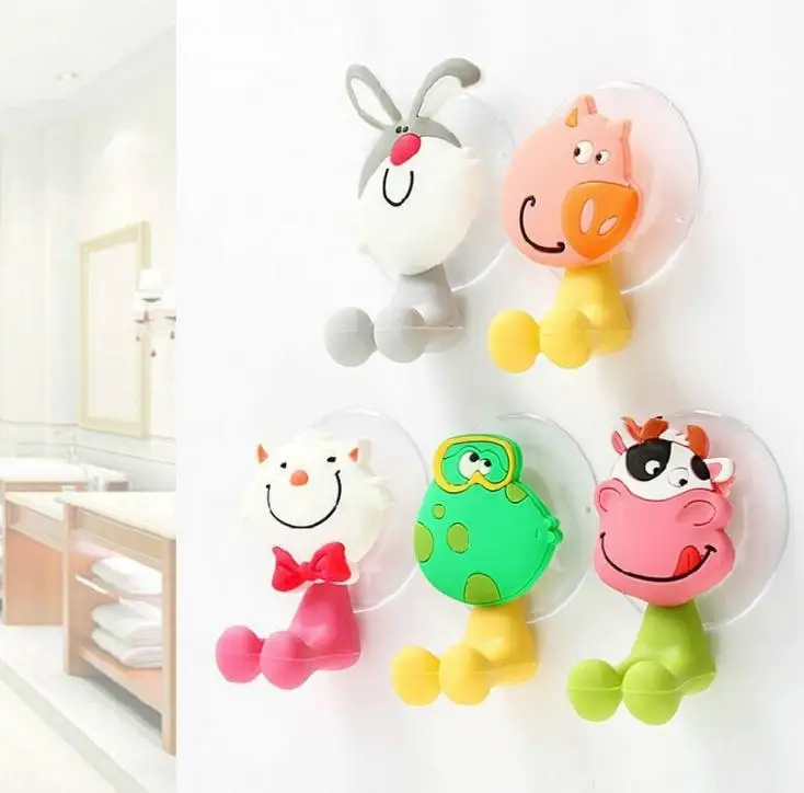 Cute Cartoon Sucker Toothbrush Holder Suction Cup Hooks Animal Sucker Toothbrush Wall Holder Suction Cup Bathroom SN3018