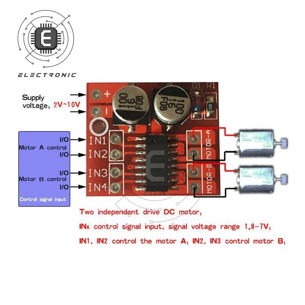 MX1508 1.5A 2-Way DCมอเตอร์โมดูลPWM Speed Dual H-Bridge L298N DC 2V-10V DC 5V