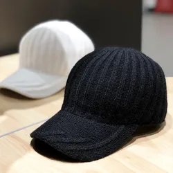 Autumn and Winter Korean Knit Hat 2021 New Ladies Pure Color Wool Warm Caps Japanese All-match Casual Fashion Baseball Cap