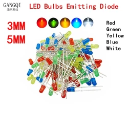 100 Pcs Wholesale 3mm 5mm F3 F5 LED Red Yellow Blue Green White DIP LED Beads Diode New In Stocks