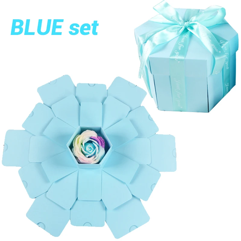 Boîte Surprise Explosion Hexagonale 6 Faces - Boîte Cadeau Photo DIY Mariage Anniversaire Saint Valentin