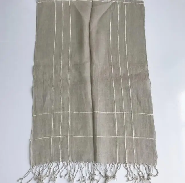 Spring And Summer New Women Pure Linen Scarf Summer Thin Breathable Striped Shawl Tassel Scarves 53x180cm